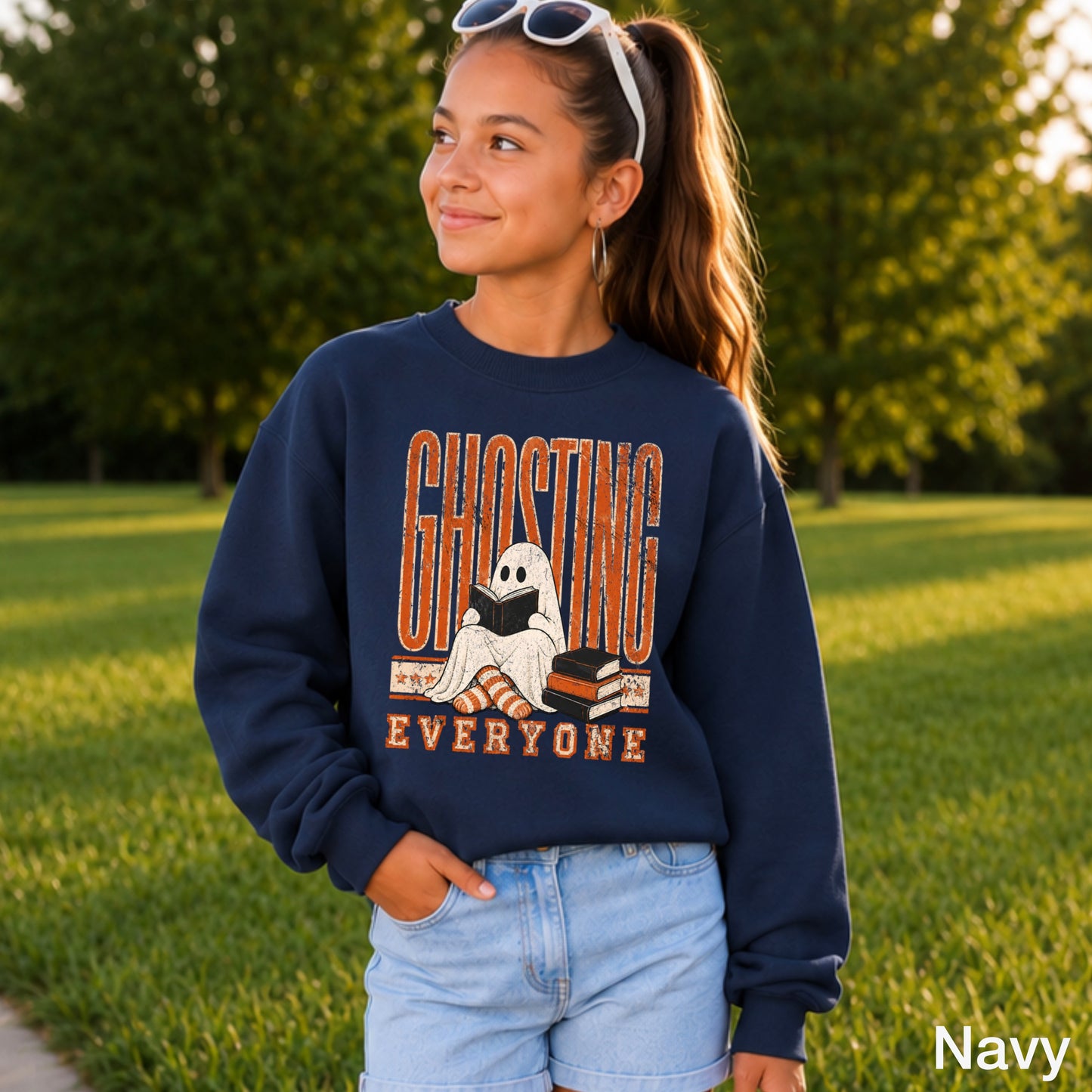 Ghosting Everyone Halloween Youth Crewneck Sweatshirt