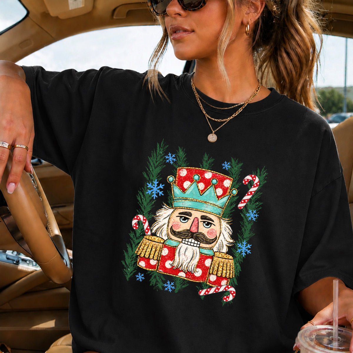 Preppy Nutcracker Christmas Comfort Color Graphic Tee
