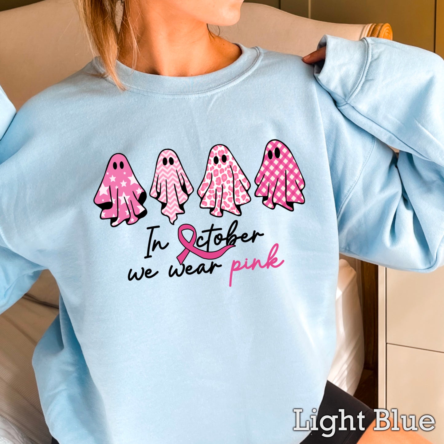 In October We Wear Pink Crewneck Sweatshirt