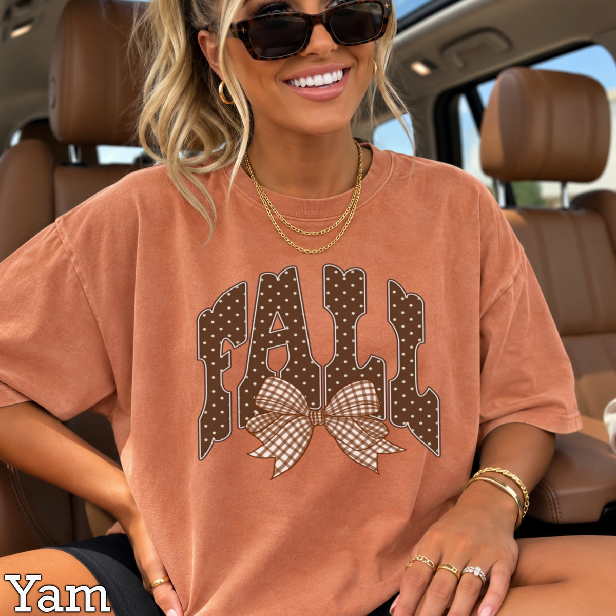 Fall Gingham Comfort Color Graphic Tee