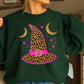 Leopard Witches Hat Halloween Crewneck Sweatshirt