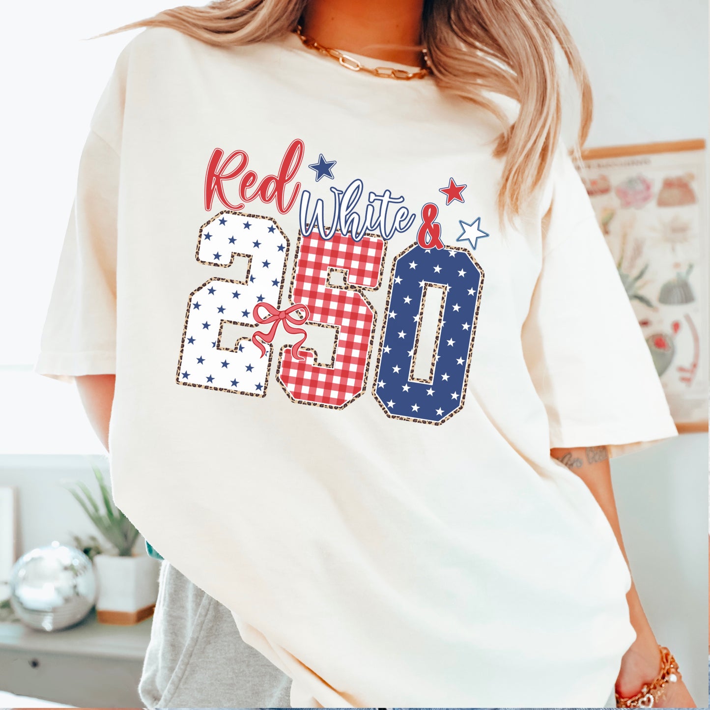 Red White & 250 Patriotic Comfort Color Graphic Tee