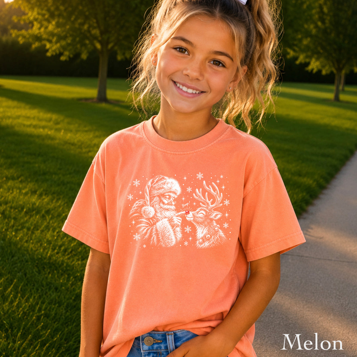 Santa Boop Christmas Youth Comfort Color T-Shirt