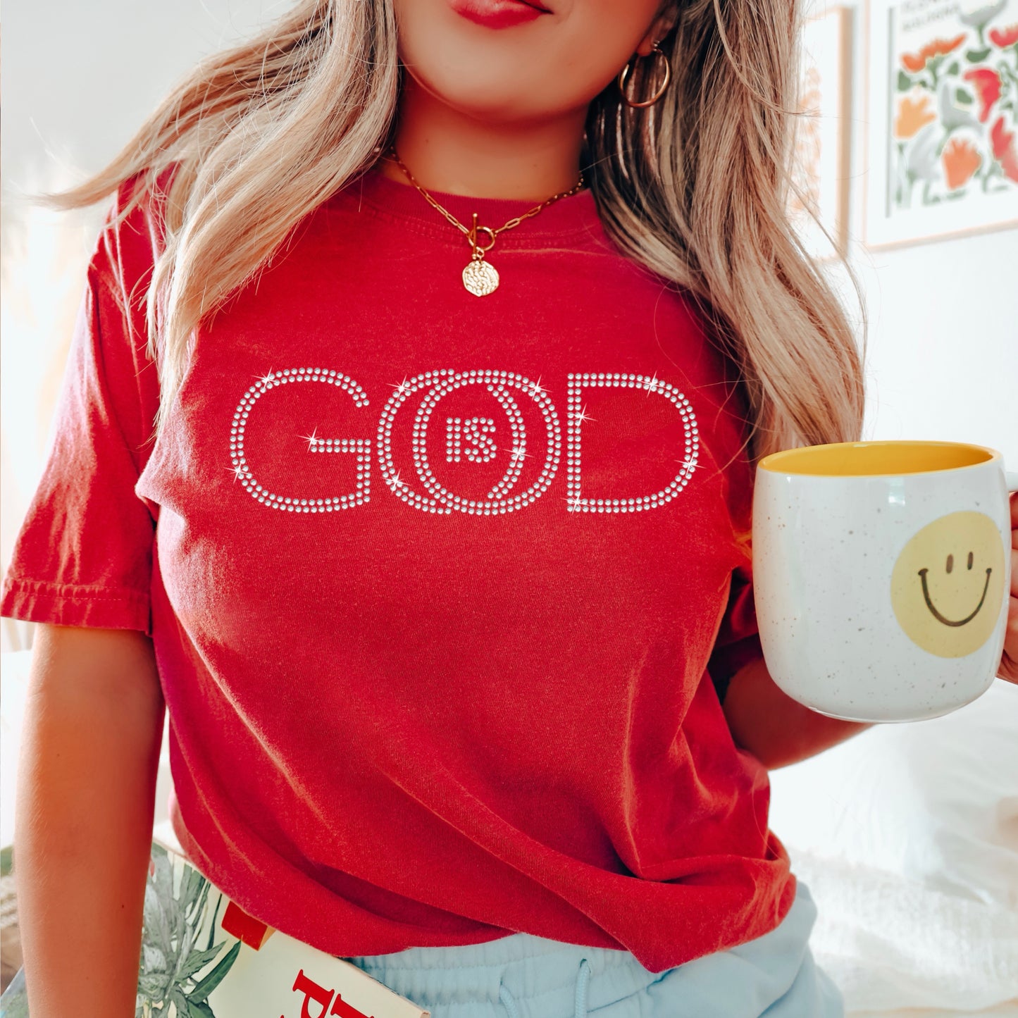 God Is Good Comfort Color Rhinestone Tee
