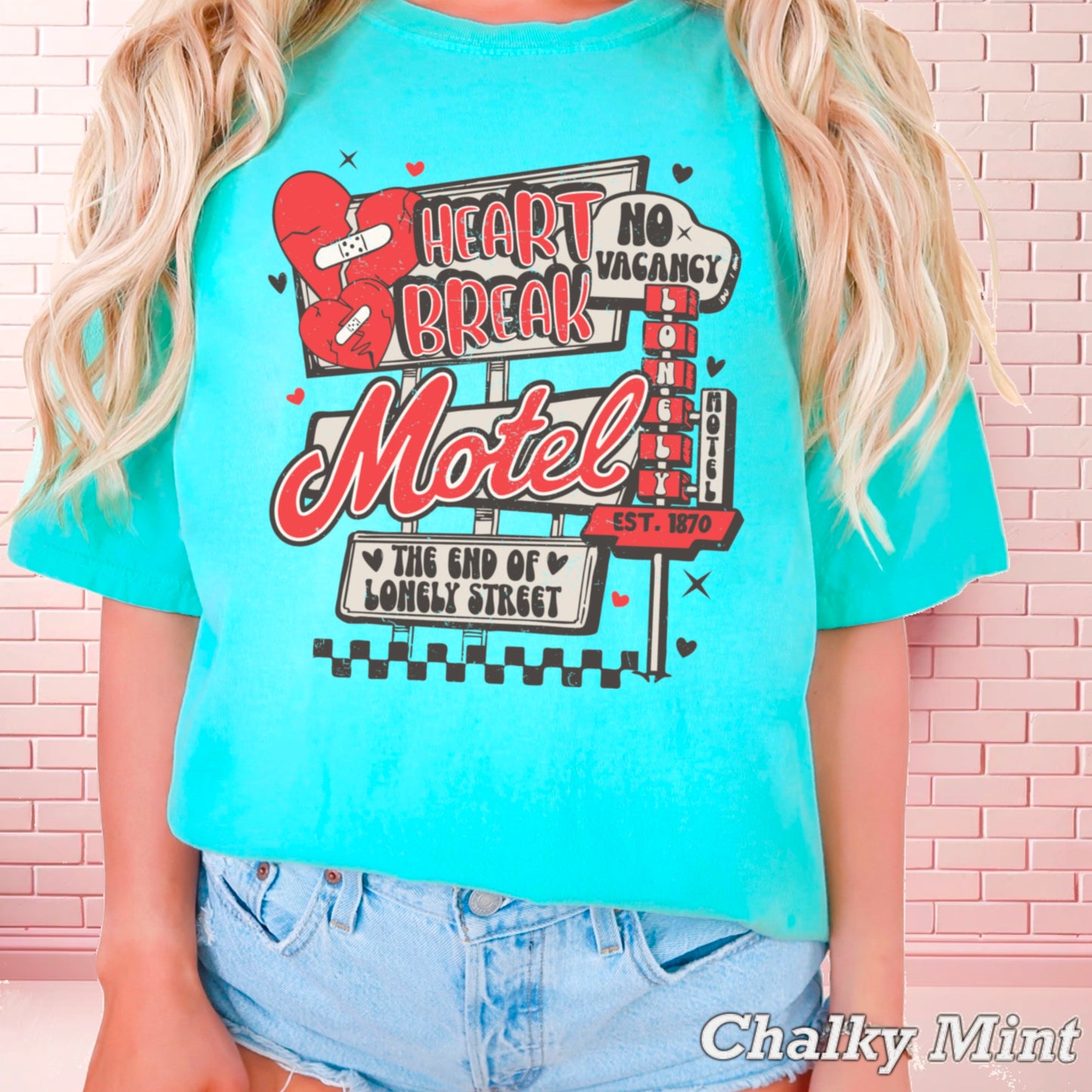 Heart Break Motel Valentine’s Day Comfort Color Graphic Tee