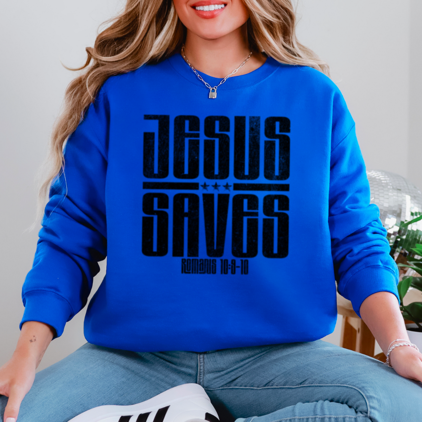 Jesus Saves Graphic Crewneck Sweatshirt
