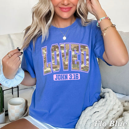 Camo John 3:16 Valentine’s Day Comfort Color Graphic Tee