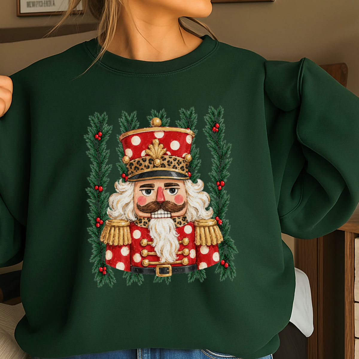 Preppy Nutcracker Christmas Crewneck Sweatshirt