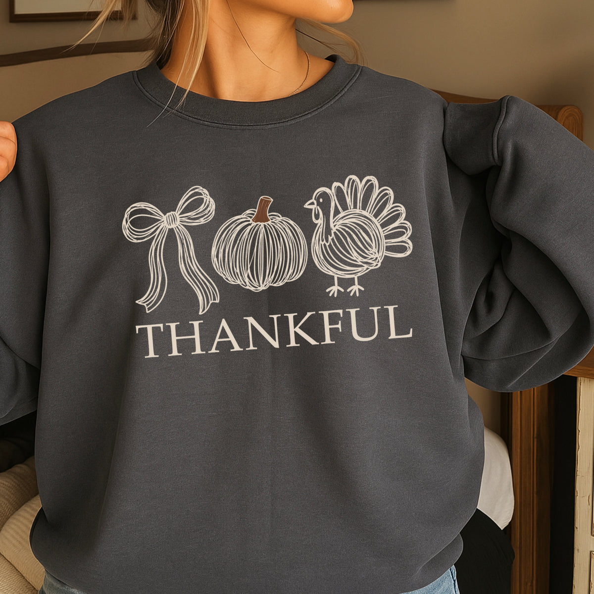 Thankful Thanksgiving Crewneck Sweatshirt