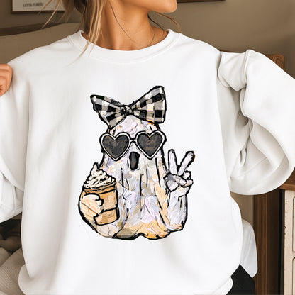 Preppy Ghost Halloween Crewneck Sweatshirt