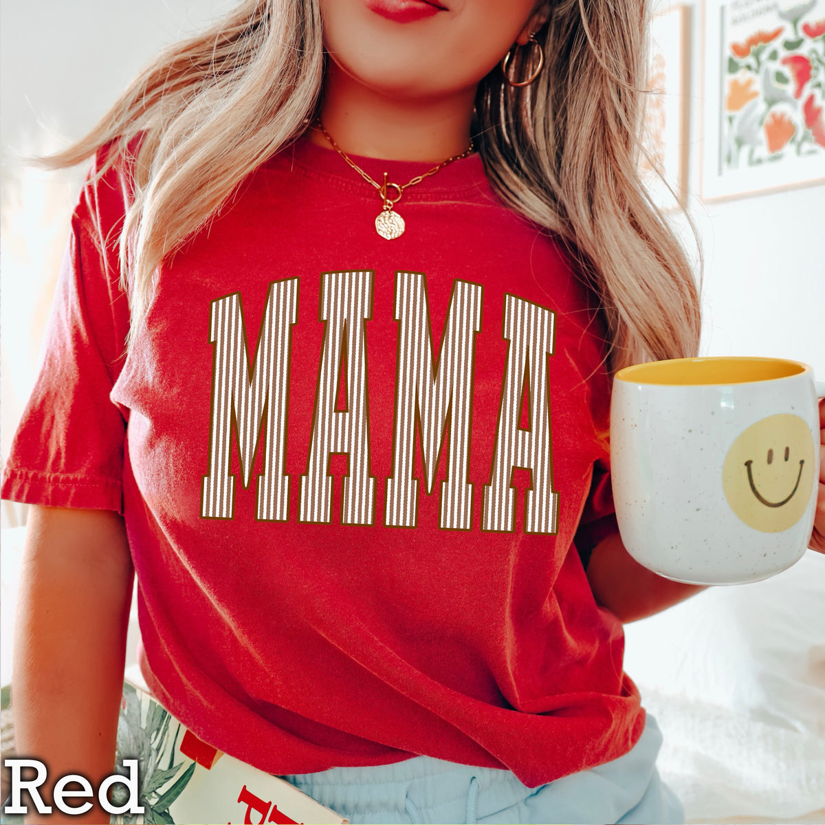 Mama Brown Seersucker Comfort Color Graphic Tee