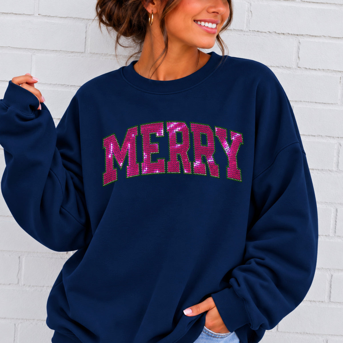 Merry Real Spangles Christmas Crewneck Sweatshirt