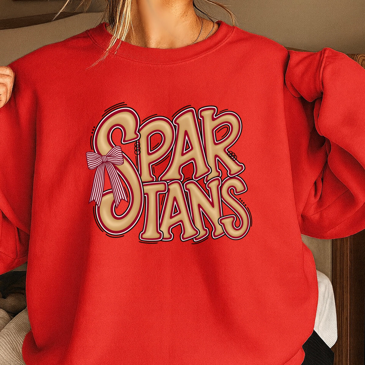 Spartans Coquette Bow Crewneck Sweatshirt