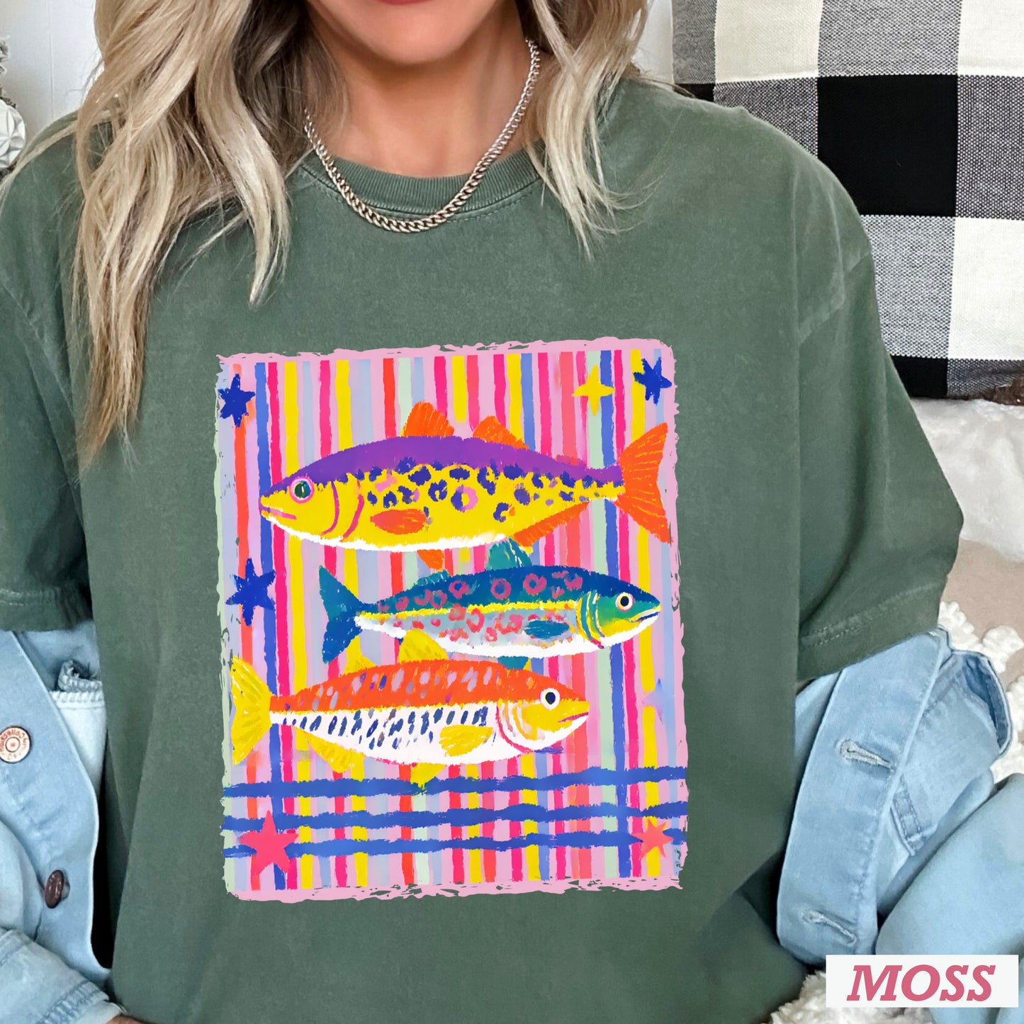 Preppy Fish Comfort Color Graphic Tee