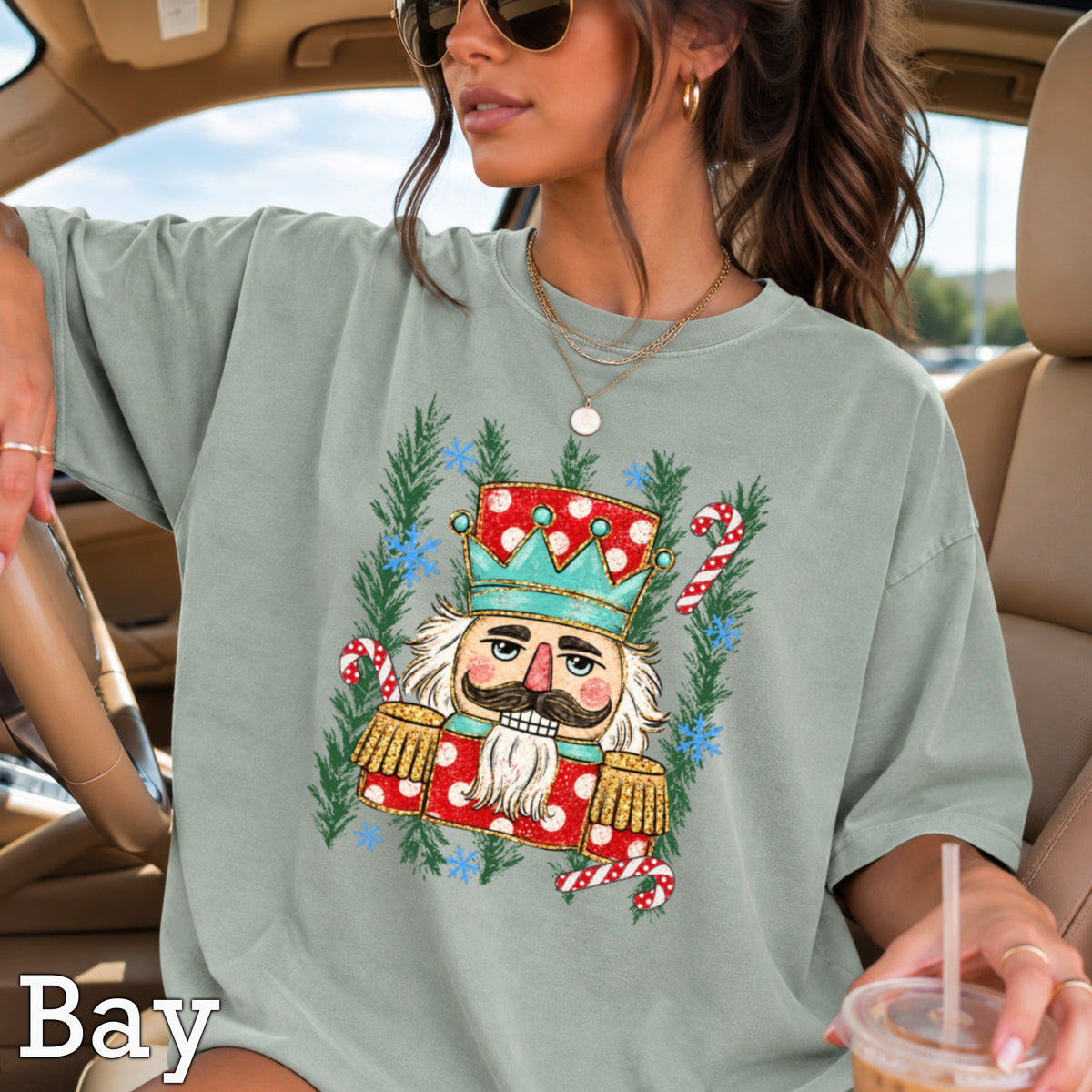 Preppy Nutcracker Christmas Comfort Color Graphic Tee