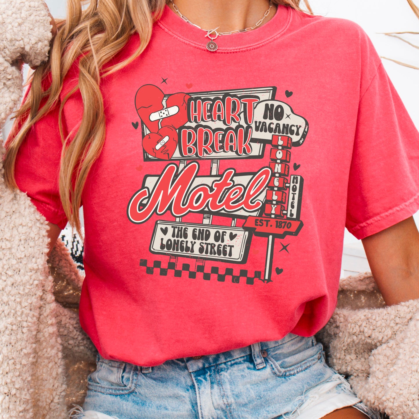 Heart Break Motel Valentine’s Day Comfort Color Graphic Tee