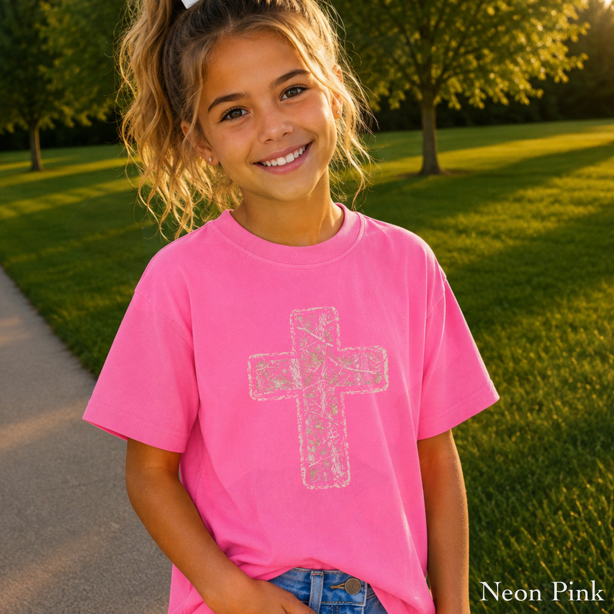 Camo Cross Christian Youth Comfort Color T-Shirt