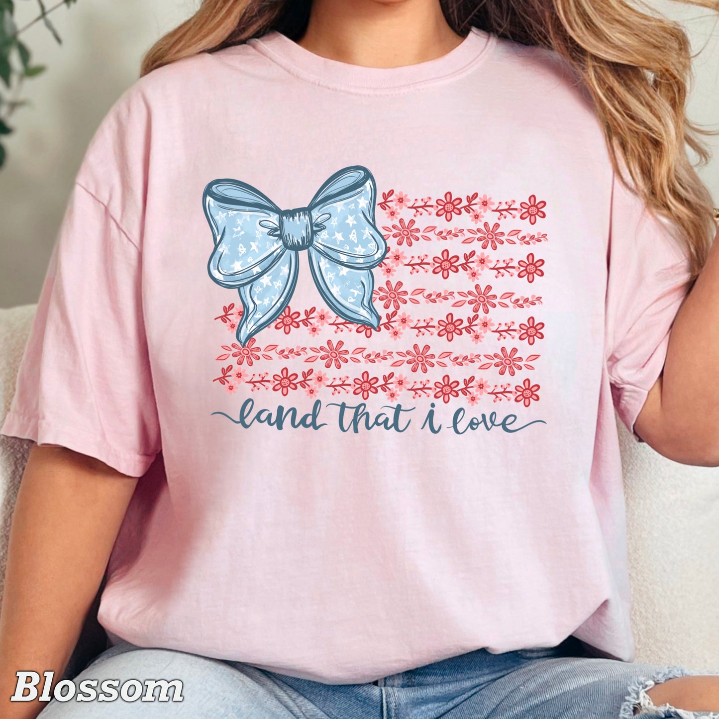 Land Of The Free Patriotic Comfort Color Graphic Tee