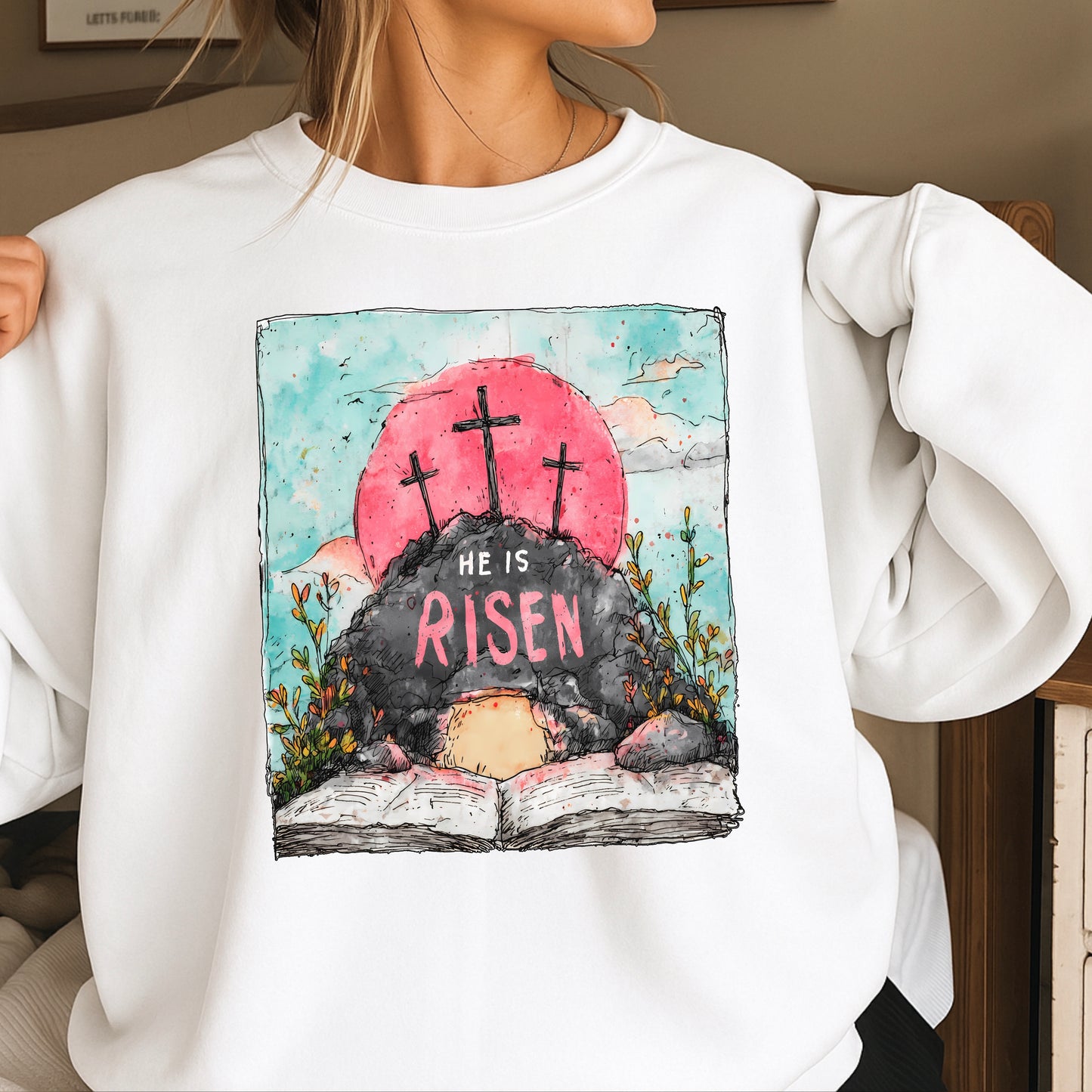 He Is Risen Easter Crewneck Sweatshirt