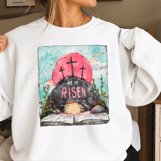 He Is Risen Easter Crewneck Sweatshirt