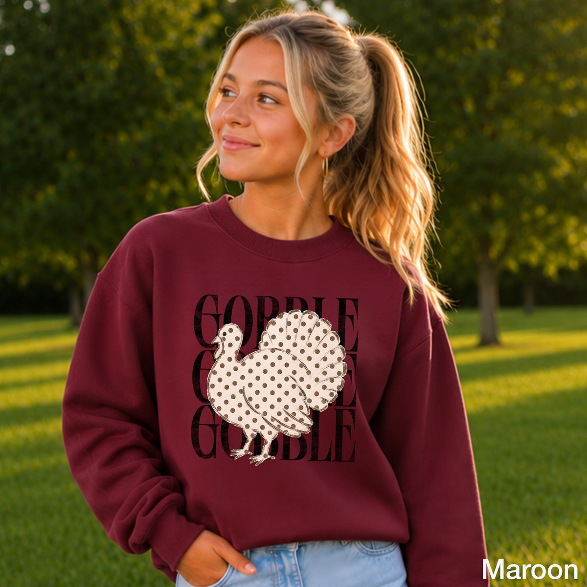 Gobble Thanksgiving Youth Crewneck Sweatshirt