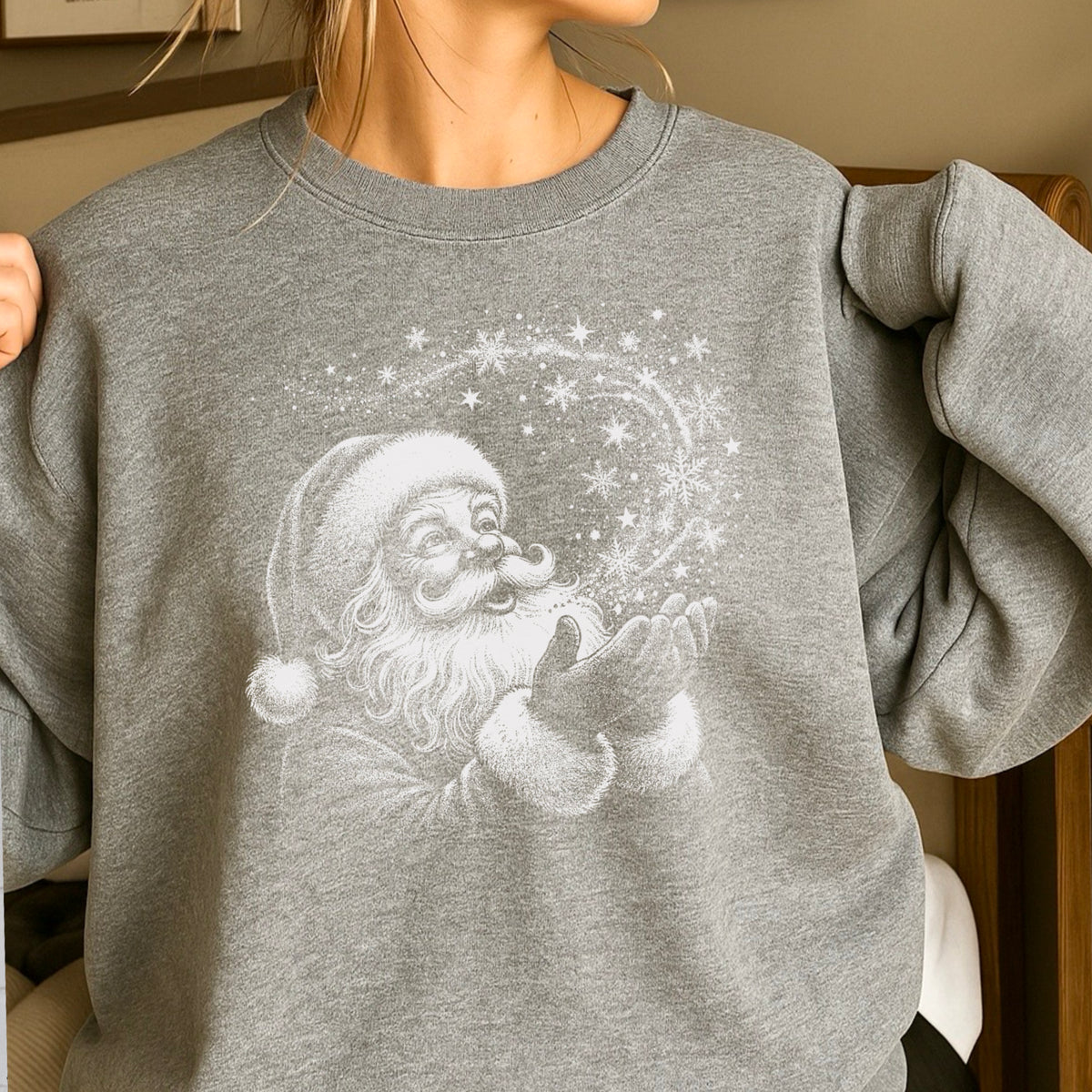 Santa Snowflakes Christmas Crewneck Sweatshirt