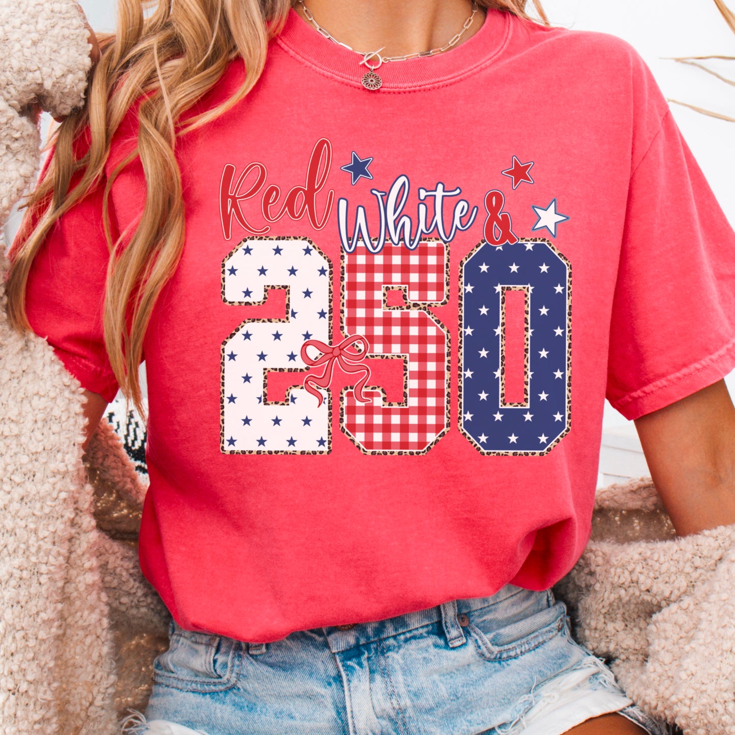 Red White & 250 Patriotic Comfort Color Graphic Tee