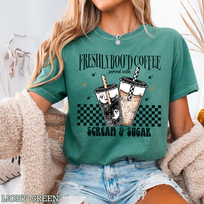 Freshly Boo’d Coffee Halloween Comfort Color Graphic Tee