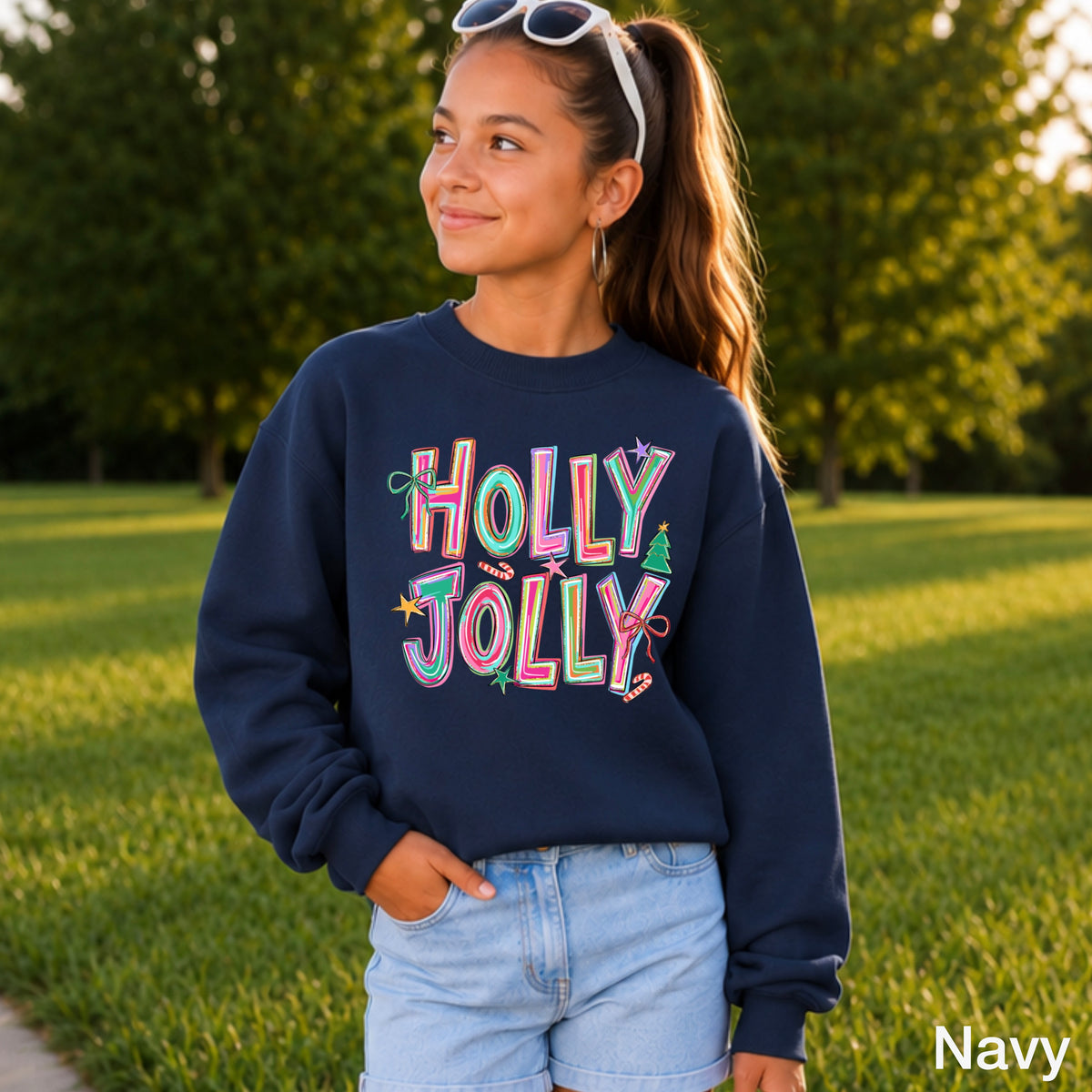 Holly Jolly Christmas Youth Crewneck Sweatshirt