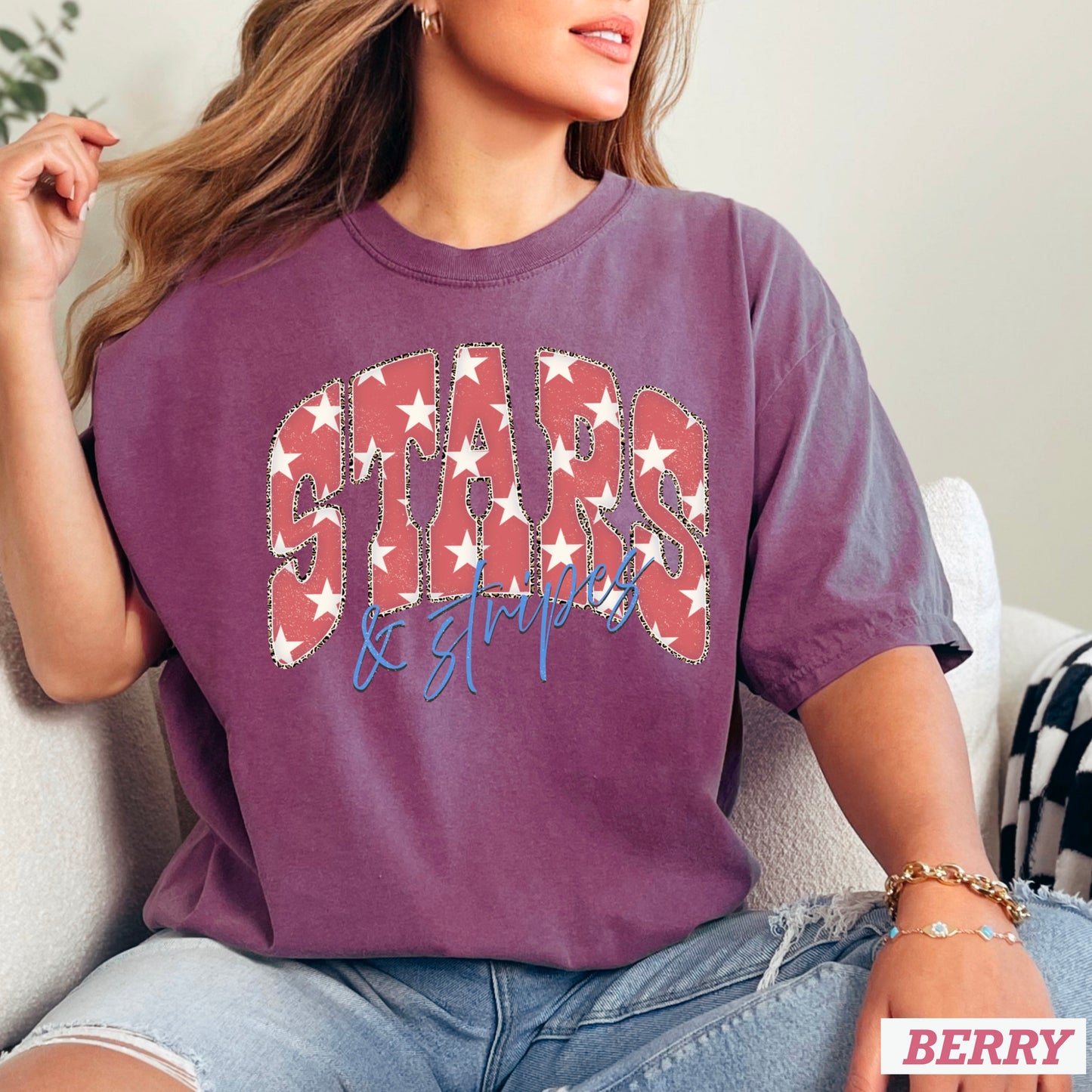 Stars & Stripes July 4th Comfort Color Graphic Tee
