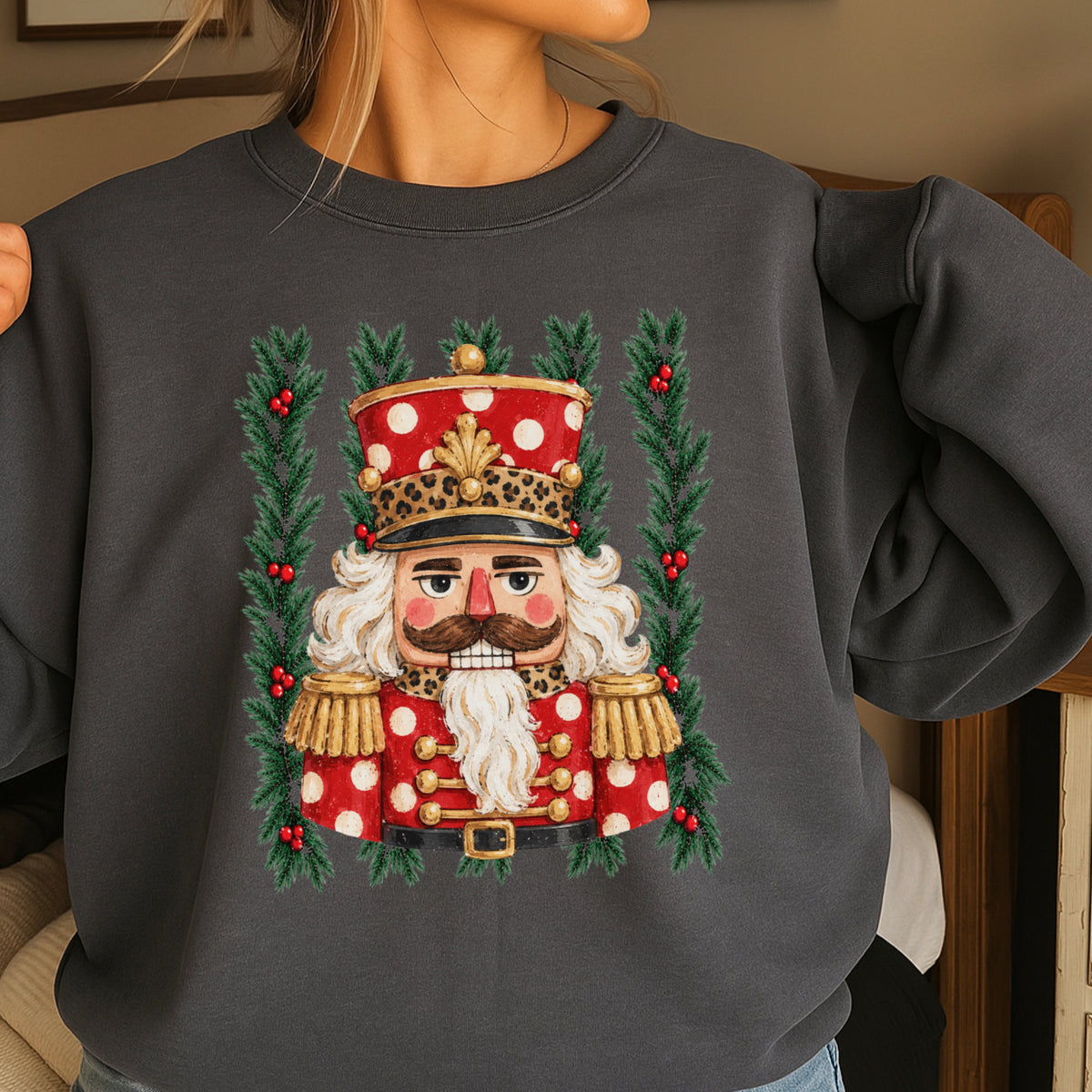 Preppy Nutcracker Christmas Crewneck Sweatshirt