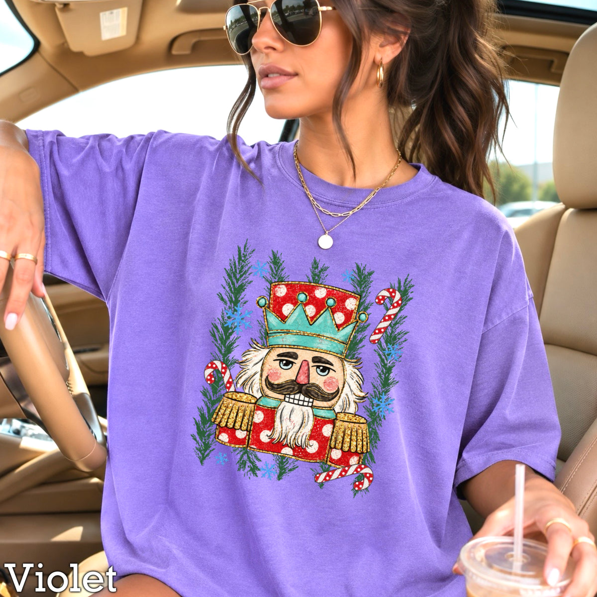 Preppy Nutcracker Christmas Comfort Color Graphic Tee