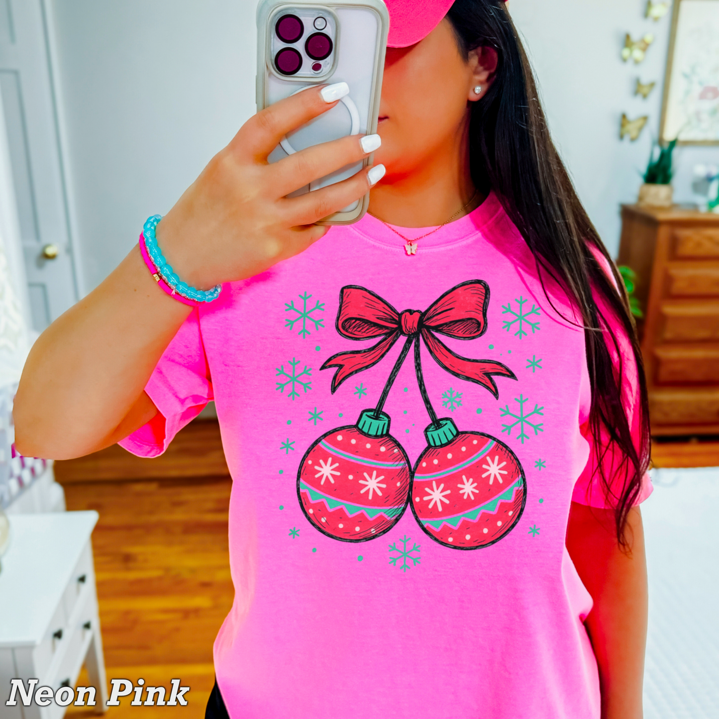 Christmas Cherries Comfort Color Graphic Tee