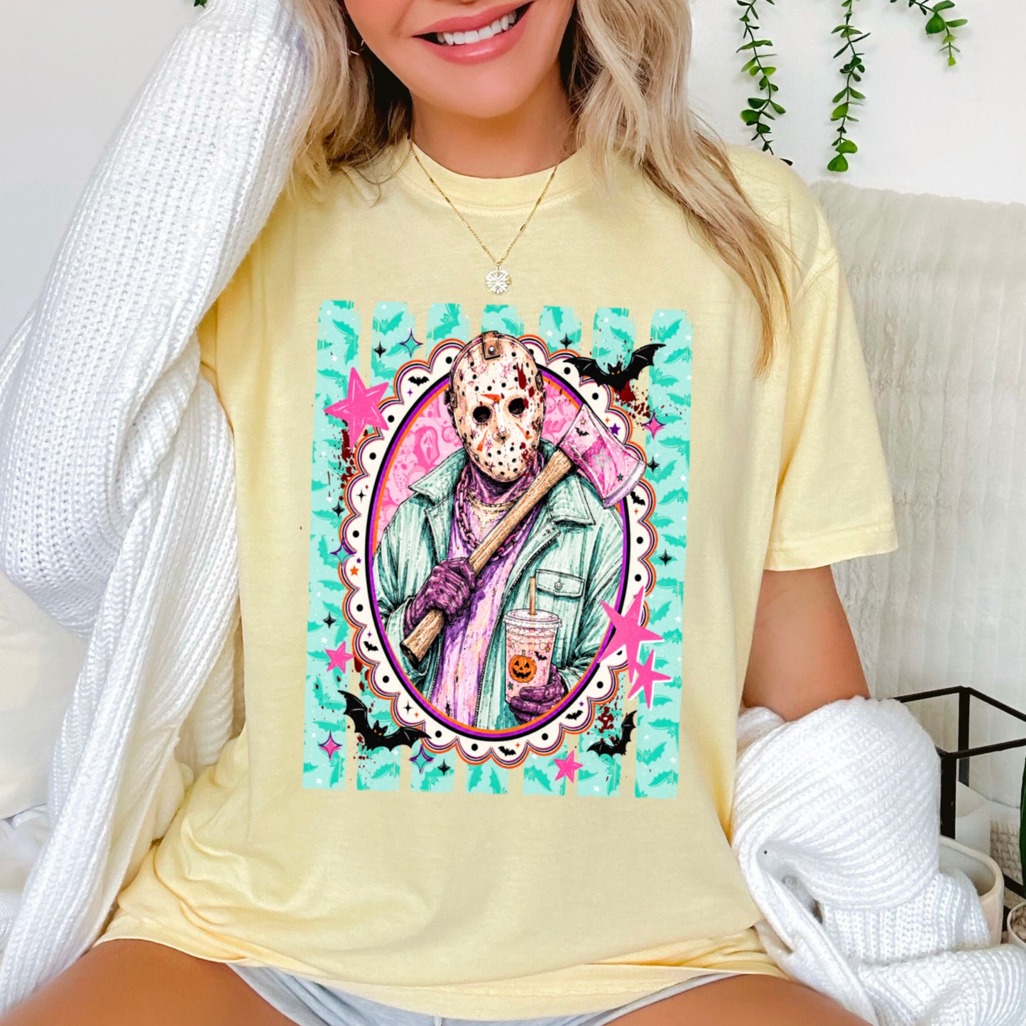 Horror Film Character Halloween Comfort Color Graphic Tee