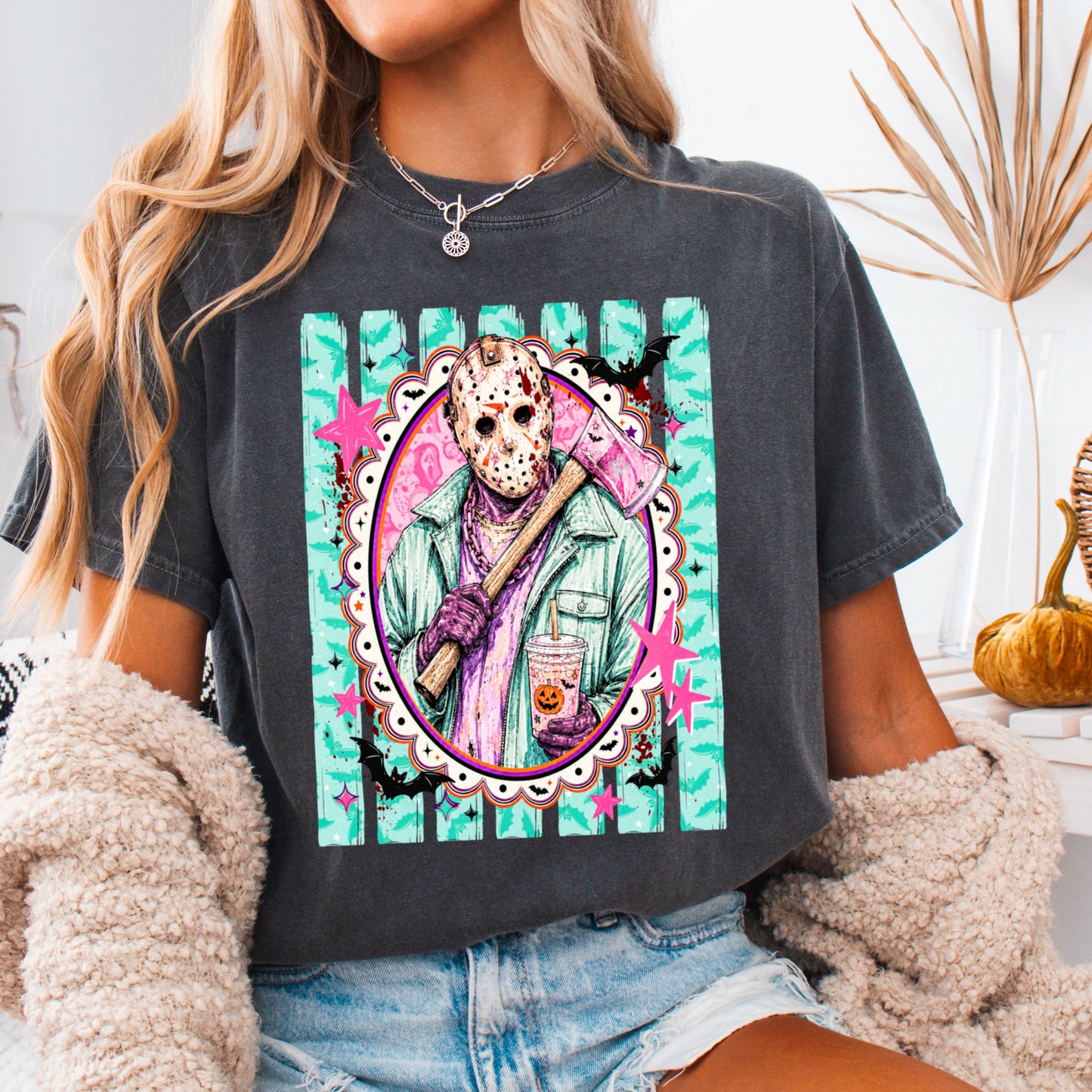 Horror Film Character Halloween Comfort Color Graphic Tee