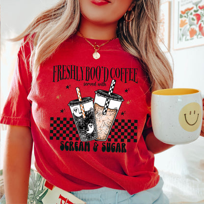 Freshly Boo’d Coffee Halloween Comfort Color Graphic Tee