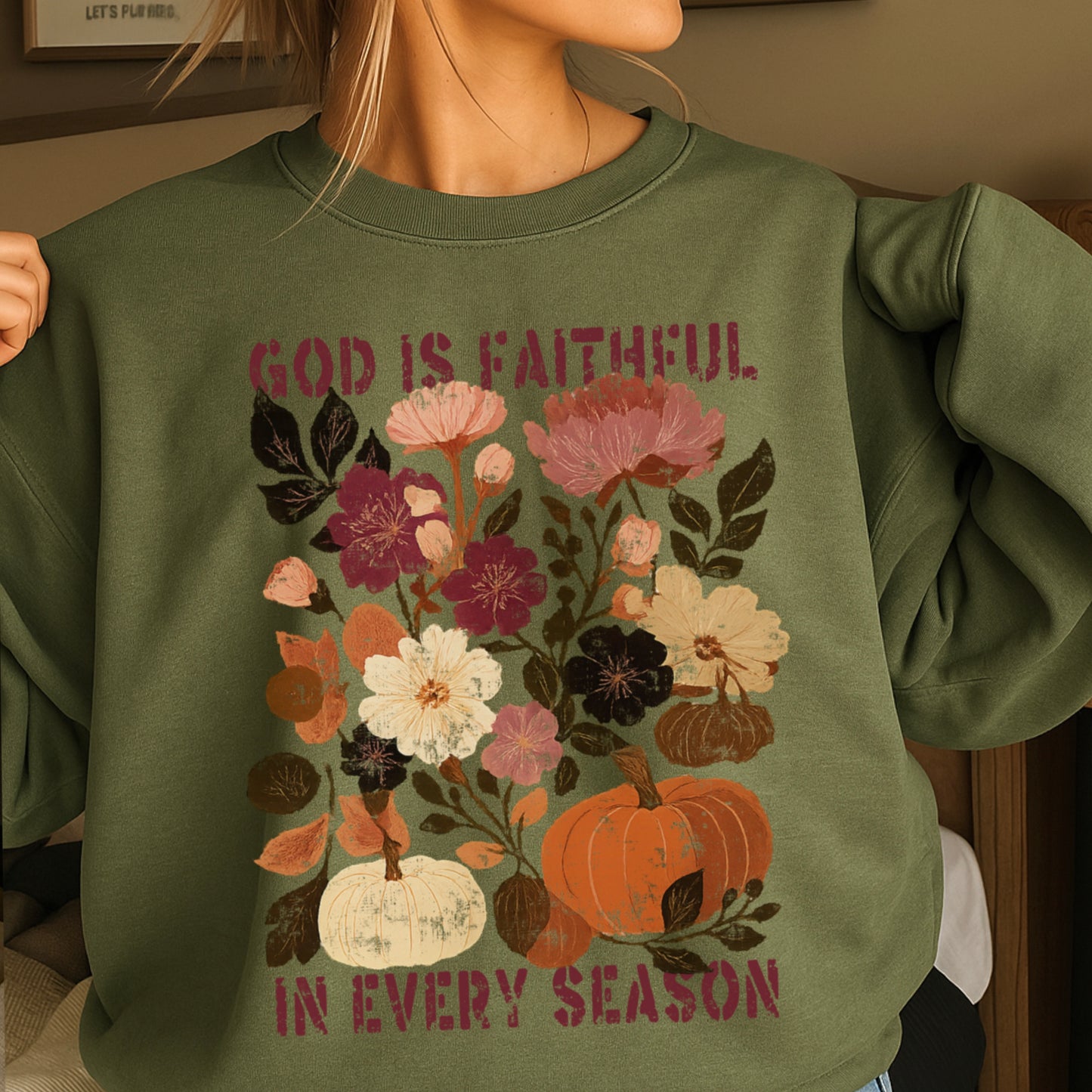 God Is Faithful In Every Season Plum Crewneck Sweatshirt