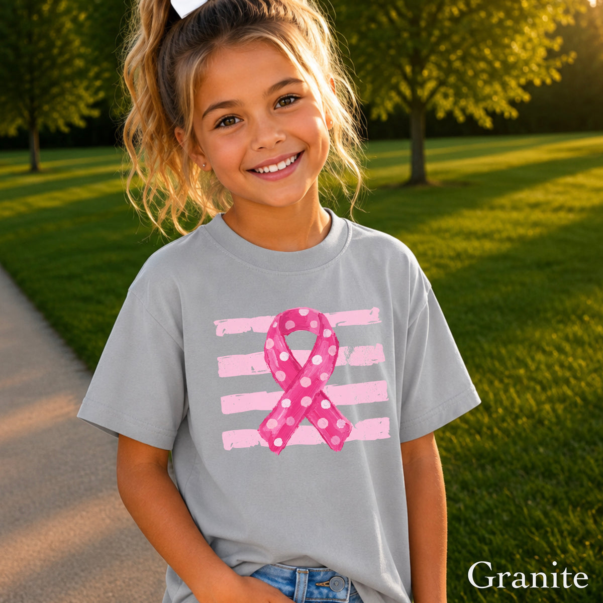 Breast Cancer Awareness Ribbon Youth Comfort Color T-Shirt