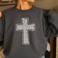 Snow Leopard Cross Christian Crewneck Sweatshirt