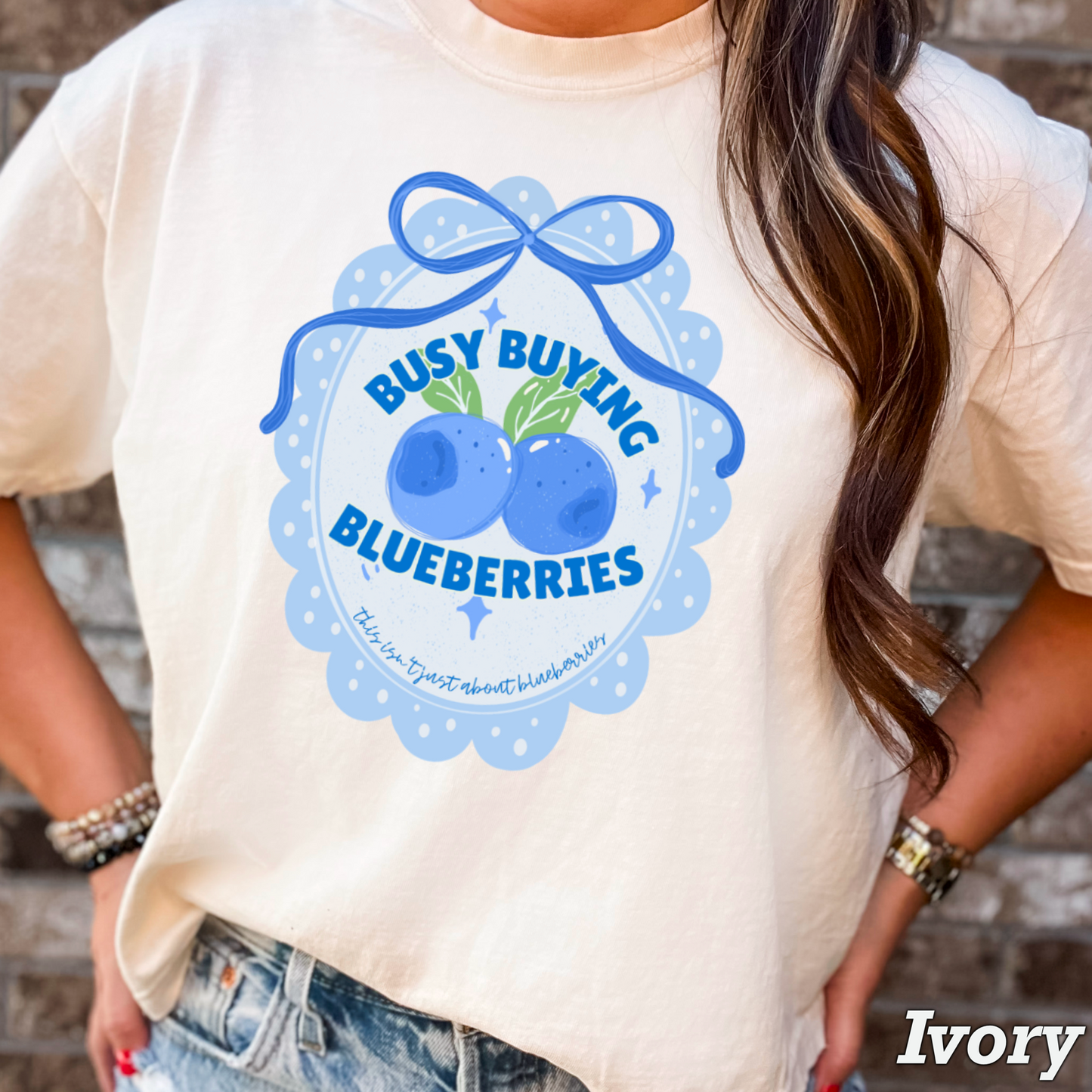Busy Buying Blueberries Comfort Color Graphic Tee