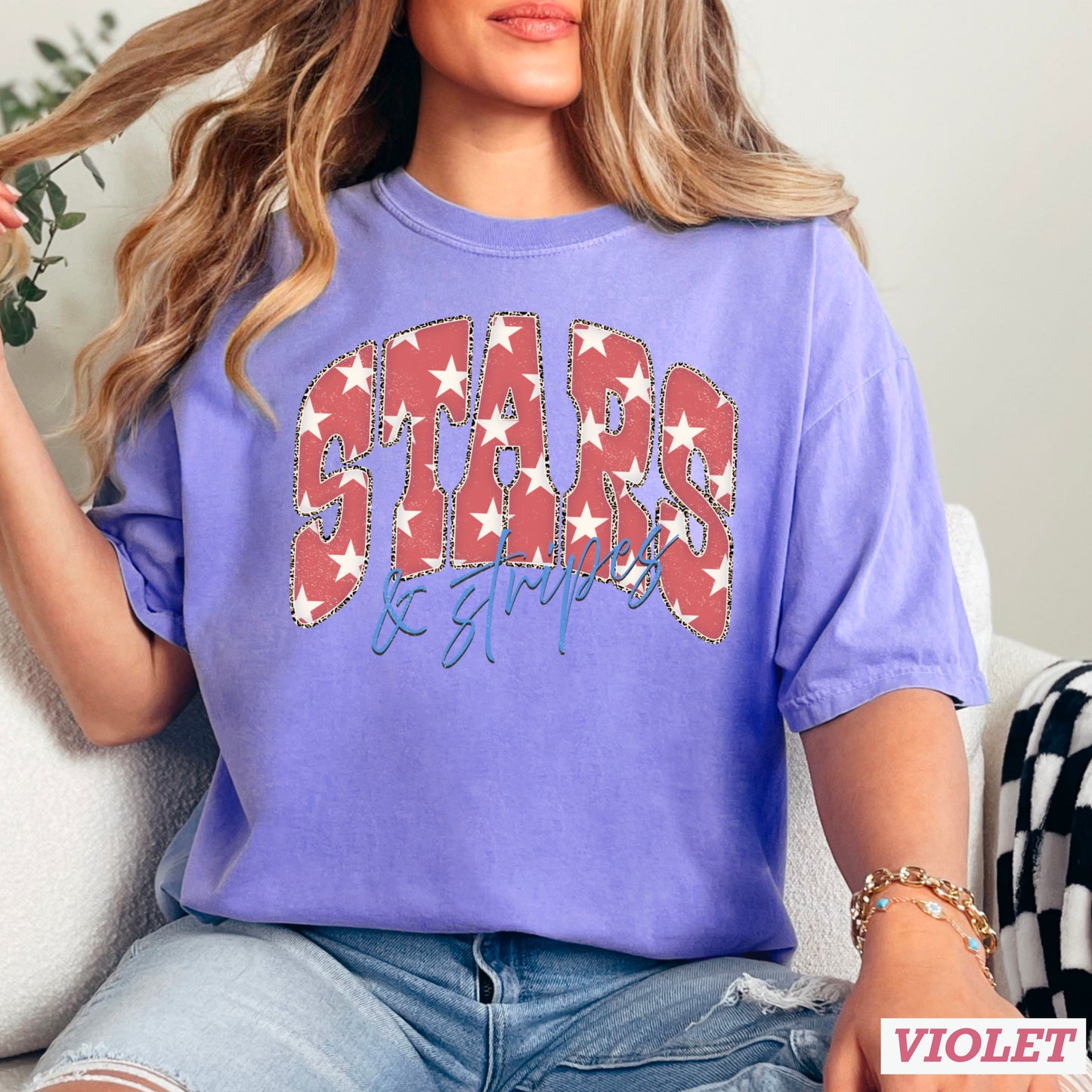 Stars & Stripes July 4th Comfort Color Graphic Tee