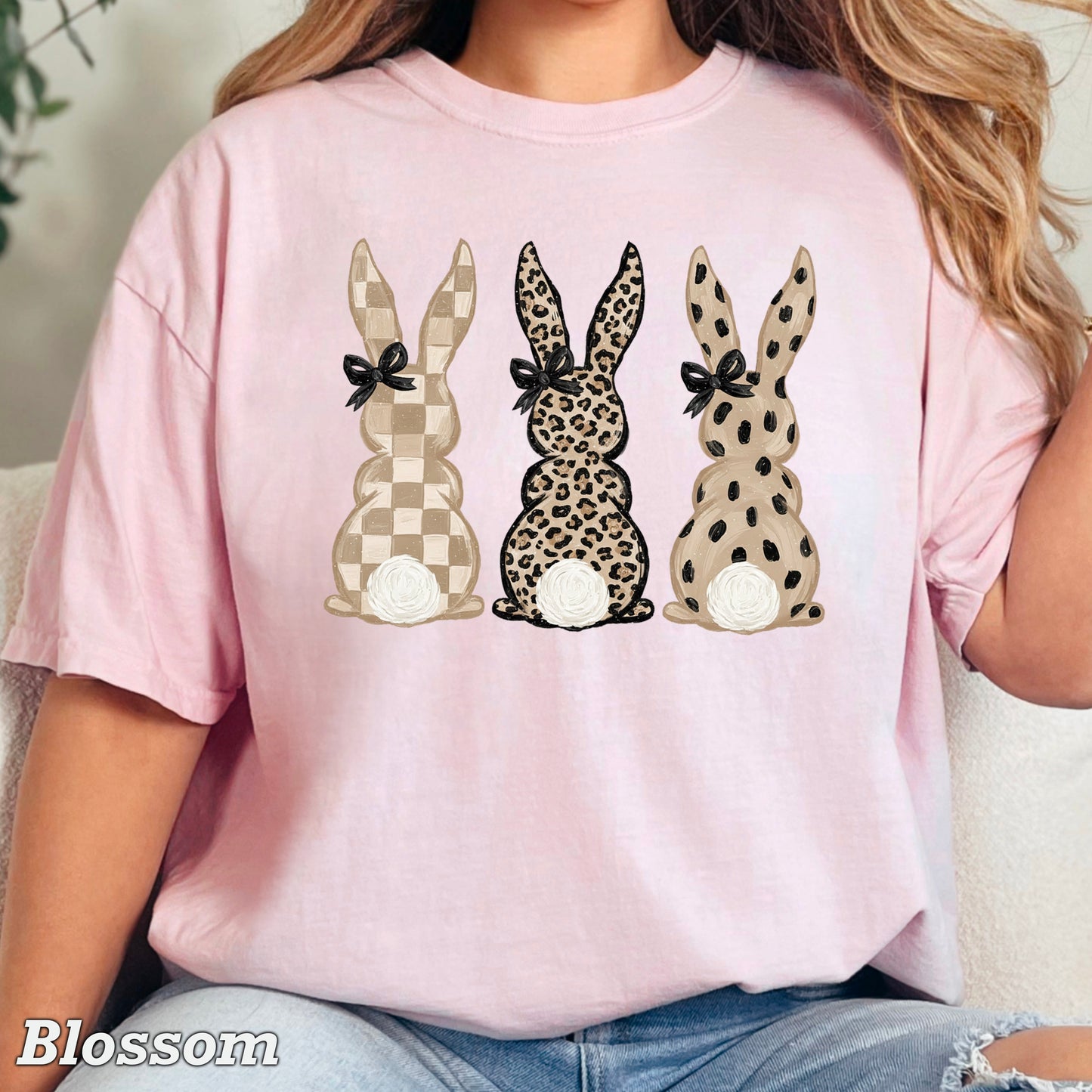 Easter Rabbit Trio Easter Comfort Color Graphic Tee