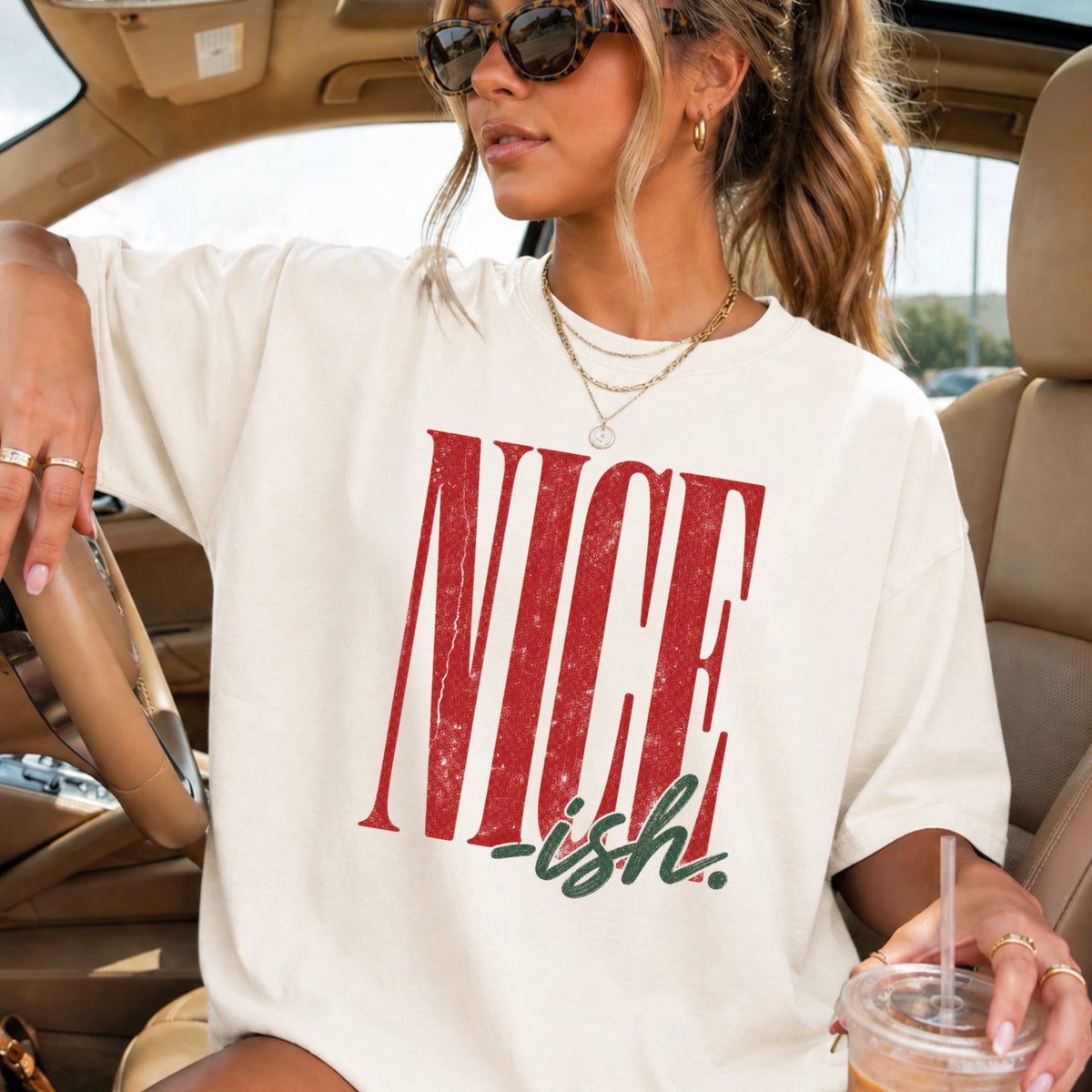 Nice -ish Christmas Comfort Color Graphic Tee