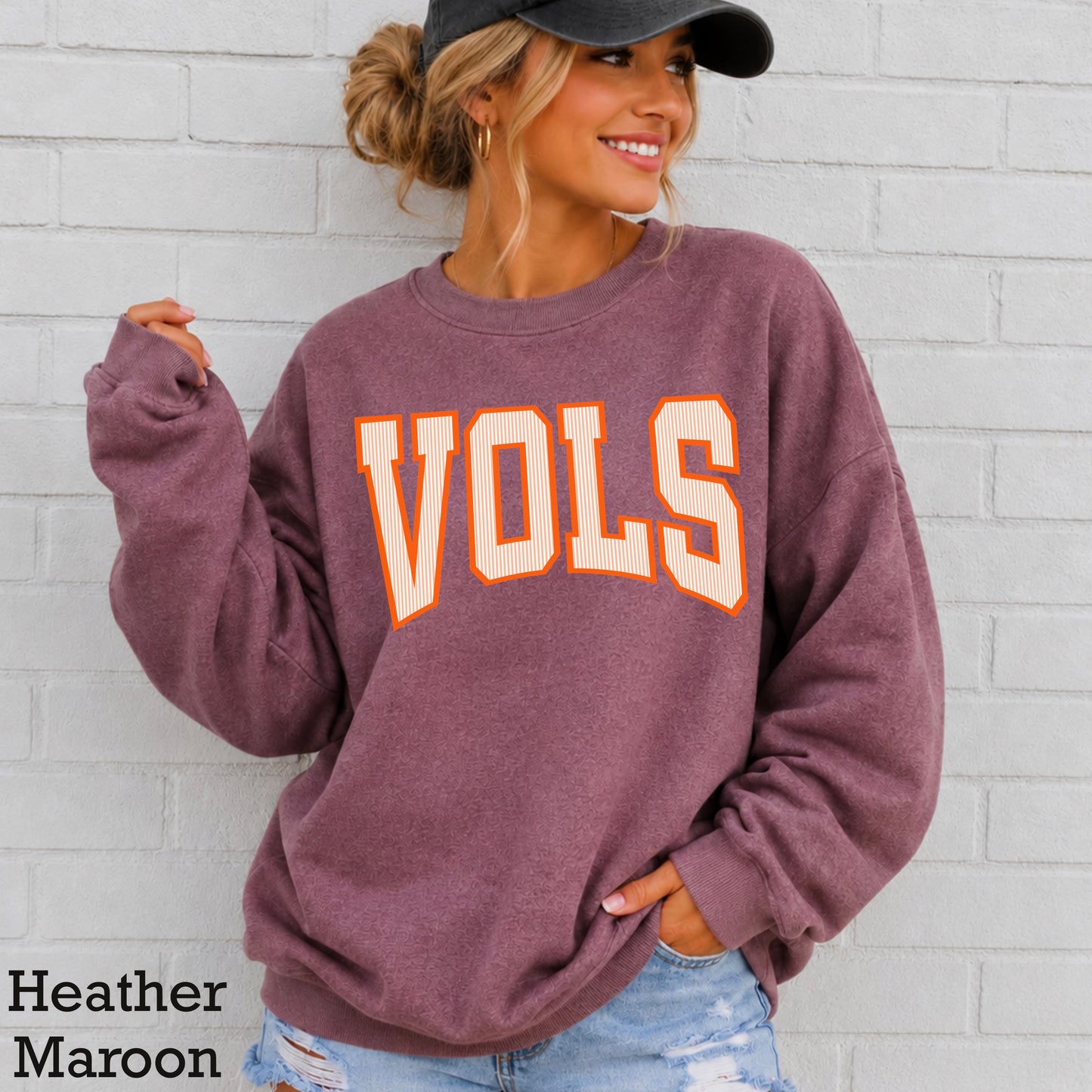 Orange & White College Game Day Crewneck Sweatshirt