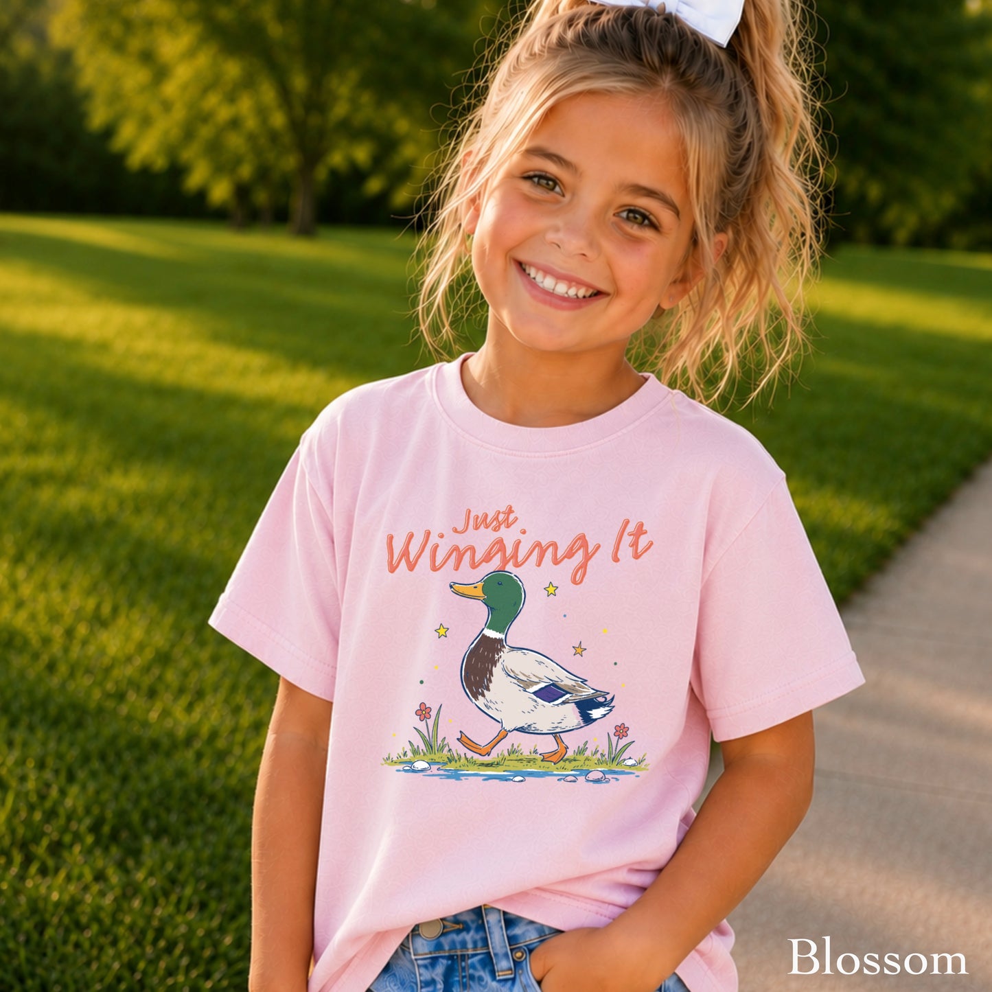 Just Winging It Mallard Duck  Youth Comfort Color T-Shirt