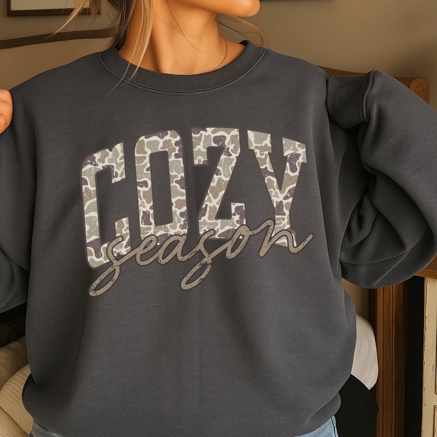 Camo Cozy Season Crewneck Sweatshirt