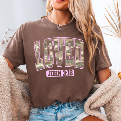 Camo John 3:16 Valentine’s Day Comfort Color Graphic Tee