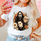 Floral Halloween Characters Comfort Color Graphic Tee