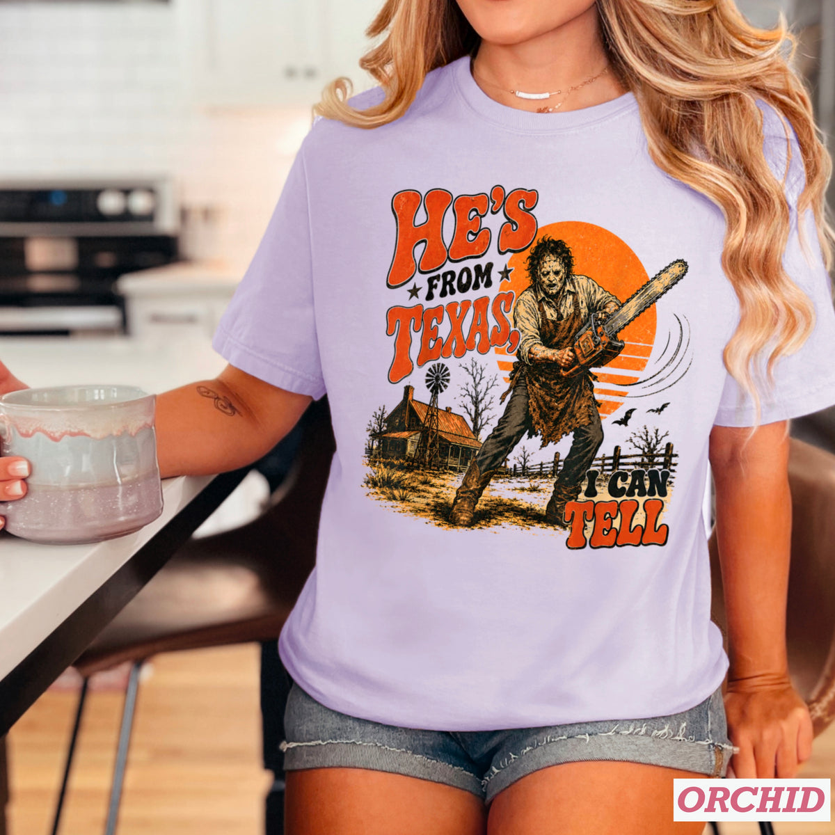 He’s From Texas Halloween Comfort Color Graphic Tee