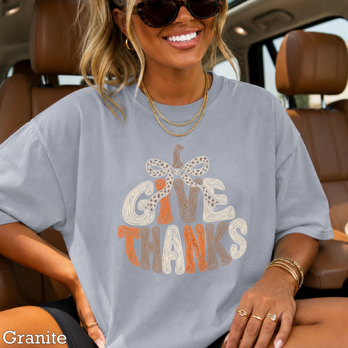Give Thanks Thanksgiving Comfort Color Graphic Tee